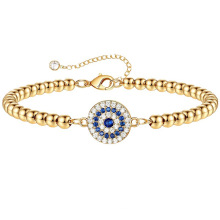 Bracelet de perle rond de l&#39;œil d&#39;Amazon Bracelet cuivre 14k Real Gold Bracelets en zircon incrusté